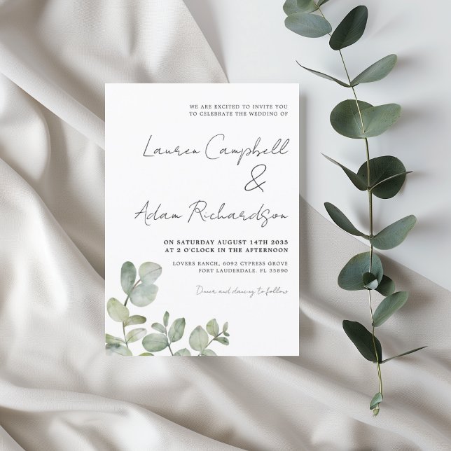 Rustic Eucalyptus Sage Green Wedding  Invitation (Creator Uploaded)