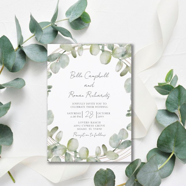 Rustic Eucalyptus Sage Green Wedding  Invitation (Creator Uploaded)