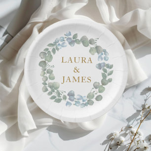 Rustic Eucalyptus  Sage Green Wedding paper plate