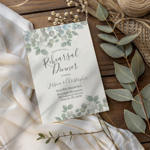 Rustic Eucalyptus Sage Green Wedding Rehearsal Invitation