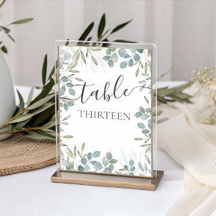 Rustic Eucalyptus Sage Green Wedding  Table Number