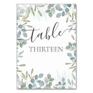 Rustic Eucalyptus Sage Green Wedding Table Number