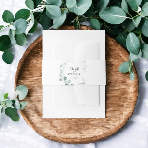 Rustic Eucalyptus Script Summer Invitation Belly Band