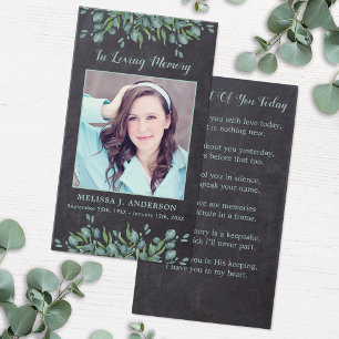 Rustic Eucalyptus Sympathy Funeral Prayer Card