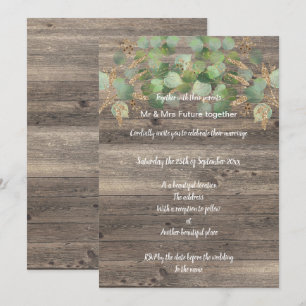 RUSTIC EUCALYPTUS TIMBER WEDDING INVITATION