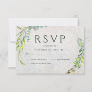 Rustic Eucalyptus Watercolor Greenery Wedding RSVP Card