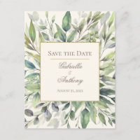 Rustic Eucalyptus Watercolor Save the Date