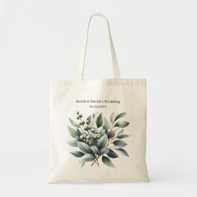 Rustic Eucalyptus Wedding Tote Bag (Front)