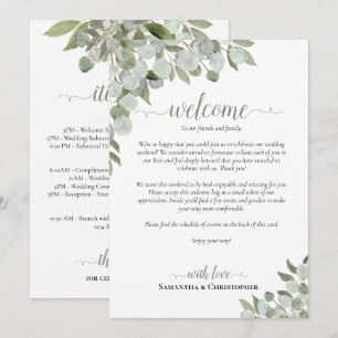 Rustic Eucalyptus Wedding Welcome & Itinerary Programme