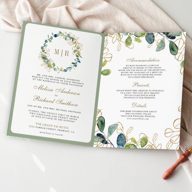Rustic Eucalyptus Wreath QR Code Wedding Invitation (Creator Uploaded)