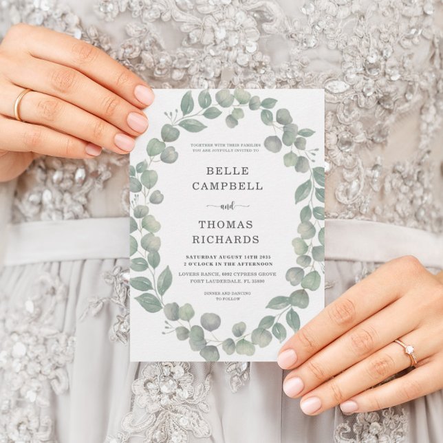 Rustic Eucalyputus Dusty Blue Wedding Invitation (Creator Uploaded)