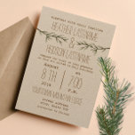 Rustic Evergreen Branches Wedding Invite<br><div class="desc">A simple rustic outdoors wedding invitation featuring an illustration of two evergreen branches.  Text is brown.</div>