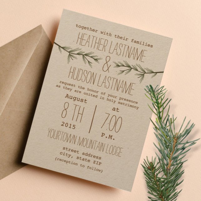 Rustic Evergreen Branches Wedding Invite (Creator Uploaded)