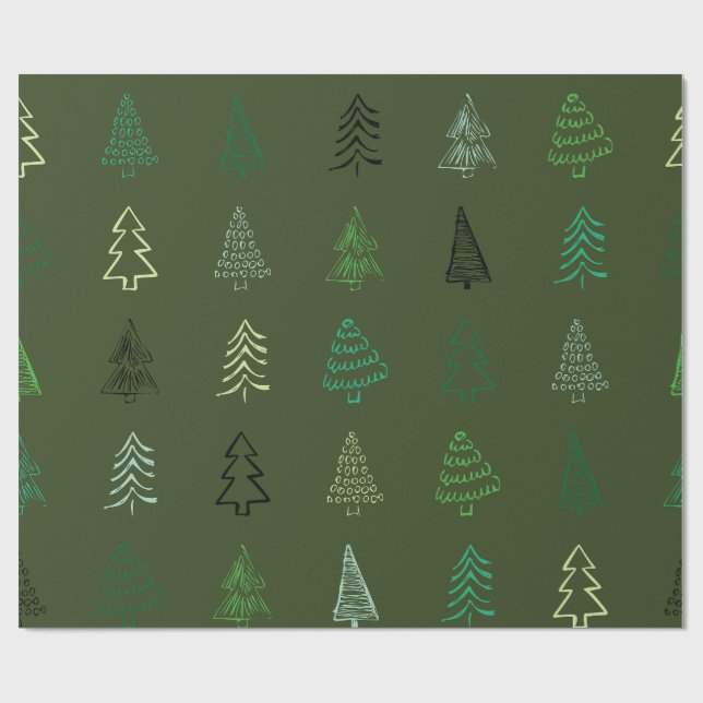 “Rustic Evergreen Christmas Wrapping Paper” Paper (Flat)