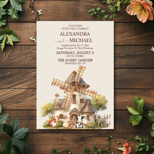 Rustic Evergreen Fields Barn Cottage Wedding Invitation