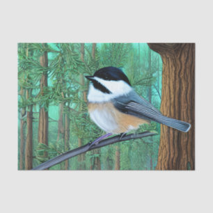 Rustic Evergreen Pine Chickadee Tissue Paper