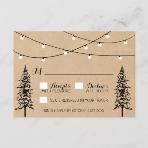 Rustic Evergreen Pine Tree Wedding RSVP Cards