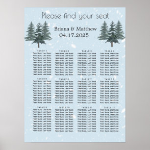 Rustic Evergreen Winter Pine Wedding Seating Chart