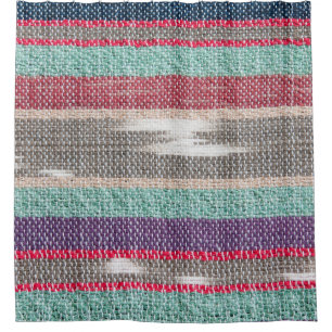 Rustic Fabric: Colourful Textured Mosaic Shower Curtain