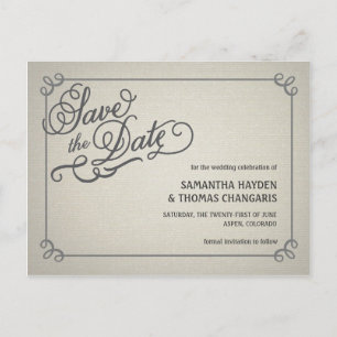Rustic Fade Cream Save the Date Announcement Postcard