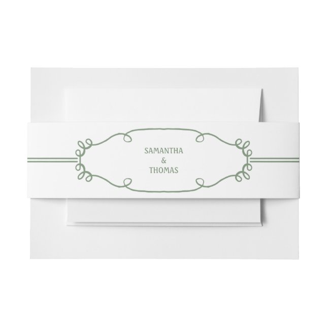 Rustic Fade Green Belly Band Invitation Belly Band (Front Example)