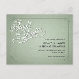 Rustic Fade Green Save the Date Announcement Postcard
