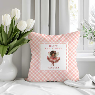 Rustic Fairy Girl Blush Floral Birthday Pillow 