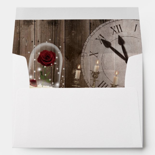 Rustic Fairytale Princess Barn Wood Wedding Envelope (Back (Bottom))