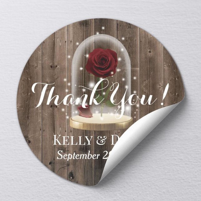 Rustic Fairytale Princess Rose Dome Wedding Classic Round Sticker (Creator Uploaded)