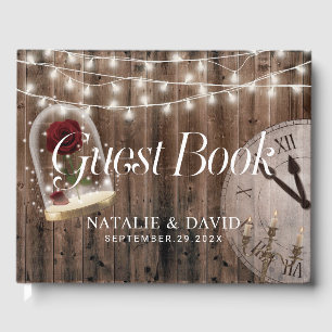 Rustic Fairytale Rose Glass Dome Wedding Guest Book