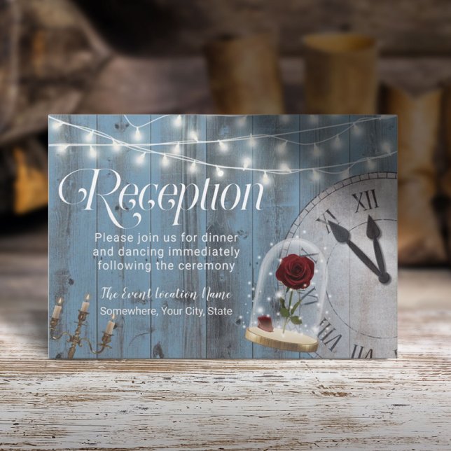 Rustic Fairytale Wedding Dusty Blue Reception Invitation (Creator Uploaded)