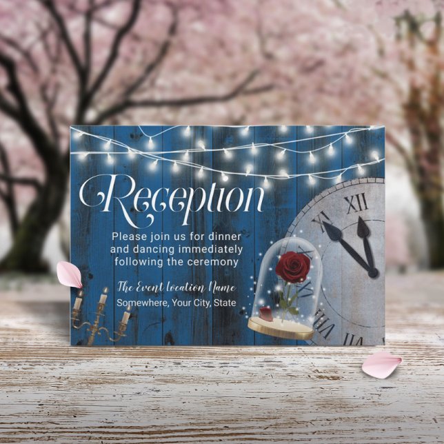Rustic Fairytale Wedding Navy Blue Reception Invitation (Creator Uploaded)