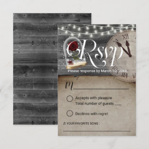 Rustic Fairytale Wedding Rose Glass Dome RSVP Card