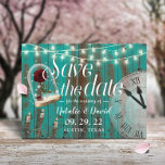Rustic Fairytale Wedding Teal Barn Save the Date Announcement Postcard<br><div class="desc">Rustic Teal Barn Wood Candelabra & Clock Fairytale Wedding Save the Date Announcements.</div>