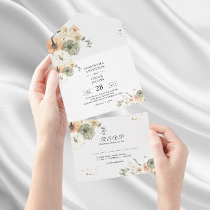 Rustic Fall All In One Wedding Invitation