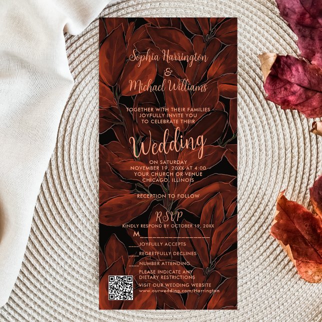 Rustic Fall All in One Wedding Invite QR Code (Creator Uploaded)