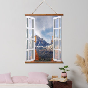 Rustic Fall and Autumn Mountains Hanging Tapestry