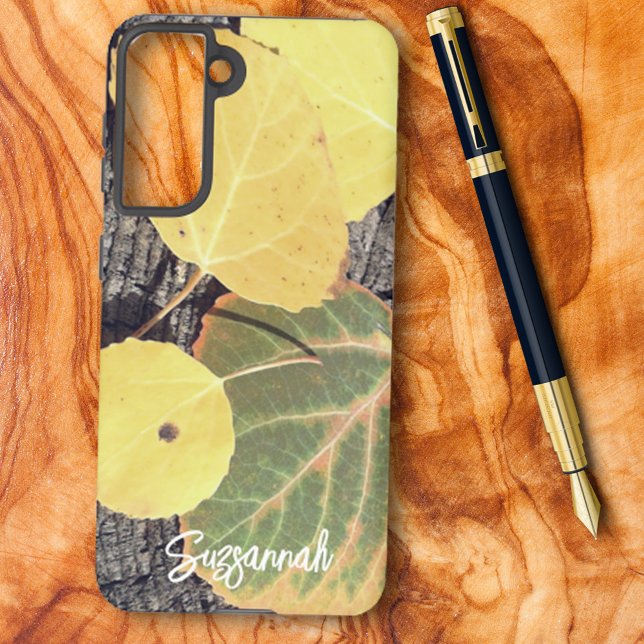Rustic Fall Aspen Leaves Photograph Custom Samsung Galaxy S21 Case (Creator Uploaded)