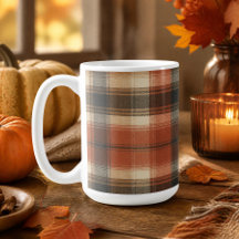 Rustic Fall Autumn Classic Plaid Rust Cream Black
