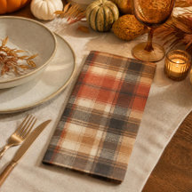 Rustic Fall Autumn Classic Plaid Rust Cream Black