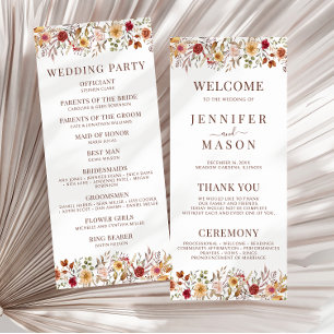 Rustic Fall Autumn Dried Flowers Wedding Programs