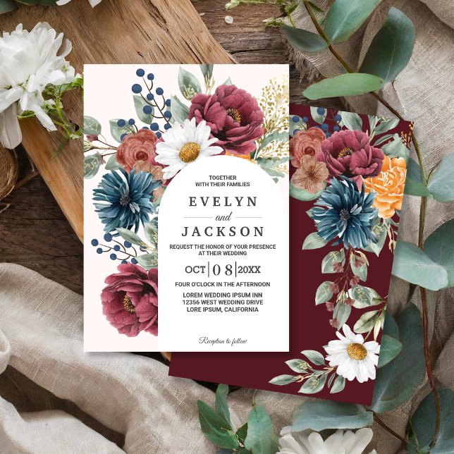 Rustic Fall Autumn Floral Barn sunflower Wedding Invitation (Creator Uploaded)