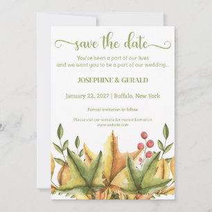 Rustic Fall Autumn Foliage Wedding Save the Date Invitation