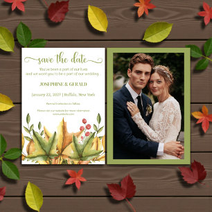 Rustic Fall Autumn Foliage Wedding Save the Date Invitation