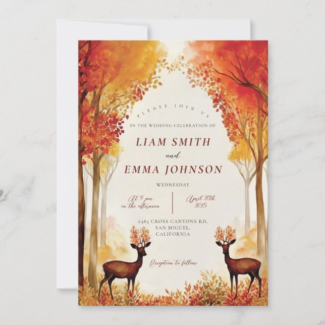 Rustic Fall Autumn Landscape Wedding Invitation (Front)