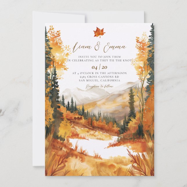 Rustic Fall Autumn Landscape Wedding Invitation (Front)