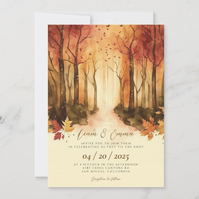 Rustic Fall Autumn Landscape Wedding Invitation (Front)
