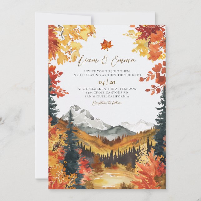Rustic Fall Autumn Landscape Wedding Invitation (Front)