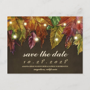 Rustic Fall Autumn Leaves Save The Date Cards