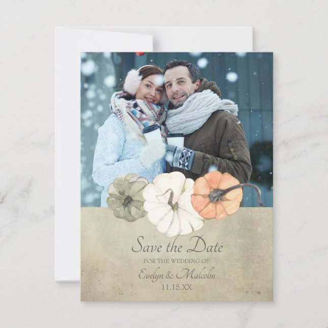 Rustic Fall Autumn Photo Wedding Save the Date Invitation (Front)